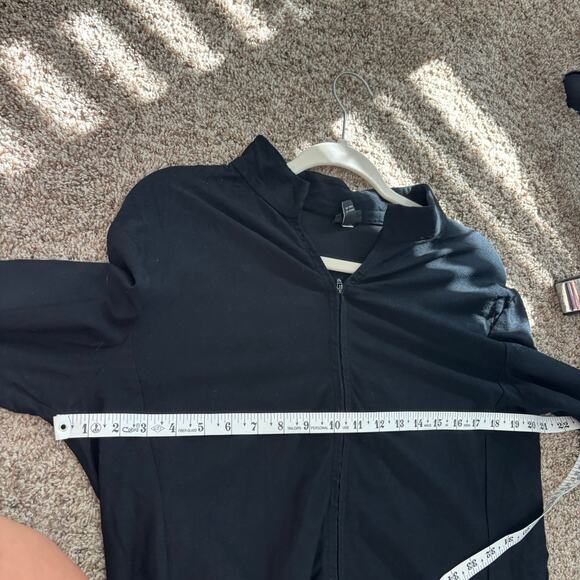 Eileen Fisher Black Stand Collar Jacket Zip Soft Stretch Jersey Knit M - Picture 5 of 9